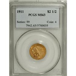 1911 $2 1/2 MS63 PCGS