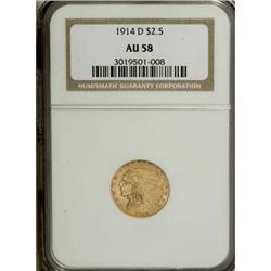 1914-D $2 1/2 AU58 NGC