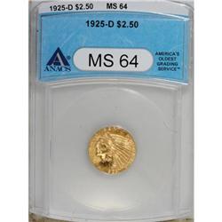 1925-D $2 1/2 MS64 ANACS