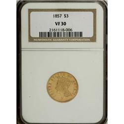 1857 $3 VF30 NGC