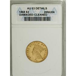 1868 $3 AU53 ANACS