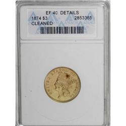 1874 $3 XF40 ANACS