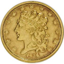 1834 $5 Plain 4 XF45 NGC