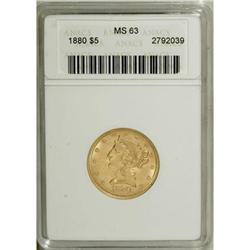 1880 $5 MS63 ANACS