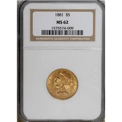 1881 $5 MS62 NGC