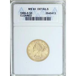1886-S $5 MS60 ANACS
