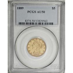1889 $5 AU50 PCGS