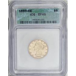 1890-CC $5 XF45 ICG
