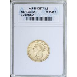 1891-CC $5 AU55 ANACS