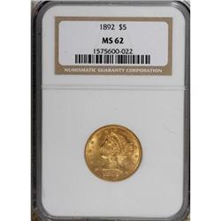1892 $5 MS62 NGC