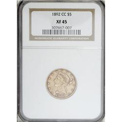 1892-CC $5 XF45 NGC