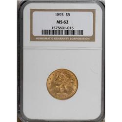 1893 $5 MS62 NGC