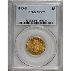 1893-S $5 MS62 PCGS