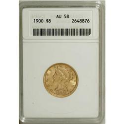 1900 $5 AU58 ANACS