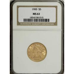 1900 $5 MS61 NGC