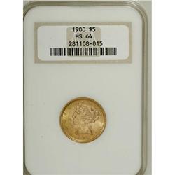 1900 $5 MS64 NGC