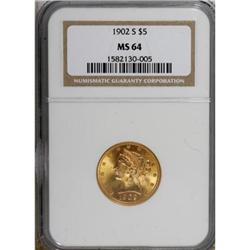 1902-S $5 MS64 NGC
