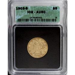 1903-S $5 AU50 ICG
