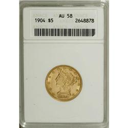 1904 $5 AU58 ANACS