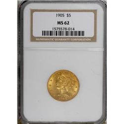 1905 $5 MS62 NGC