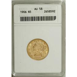 1906 $5 AU58 ANACS