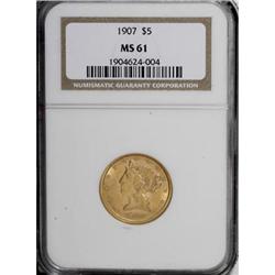 1907 $5 MS61 NGC