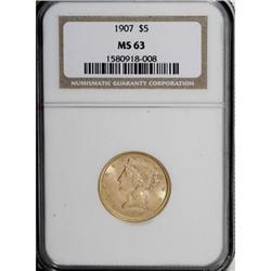 1907 $5 MS63 NGC