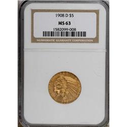 1908-D $5 MS63 NGC