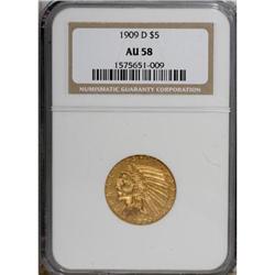 1909-D $5 AU58 NGC