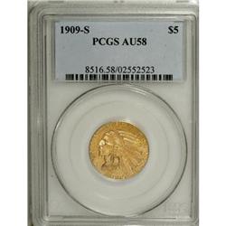 1909-S $5 AU58 PCGS