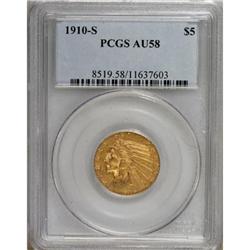 1910-S $5 AU58 PCGS