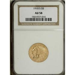 1910-S $5 AU58 NGC