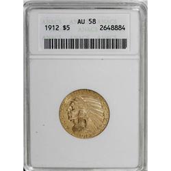 1912 $5 AU58 ANACS