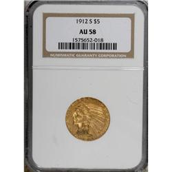 1912-S $5 AU58 NGC
