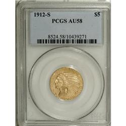 1912-S $5 AU58 PCGS