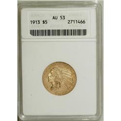 1913 $5 AU53 ANACS