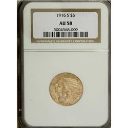 1916-S $5 AU58 NGC
