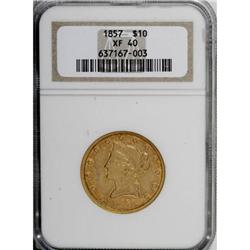 1857 $10 XF40 NGC