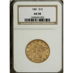 1881 $10 AU58 NGC