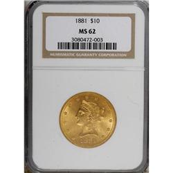 1881 $10 MS62 NGC