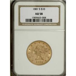 1881-S $10 AU58 NGC