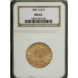 1881-S $10 MS62 NGC