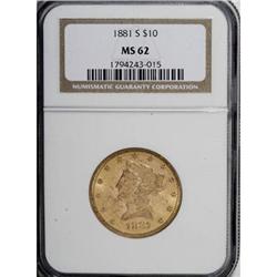 1881-S $10 MS62 NGC