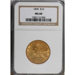 1890 $10 MS60 NGC