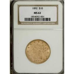 1892 $10 MS61 NGC