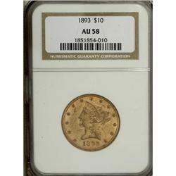 1893 $10 AU58 NGC