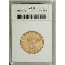 1893 $10 MS61 ANACS