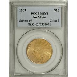 1907 $10 No Periods MS62 PCGS