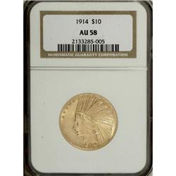 1914 $10 AU58 NGC