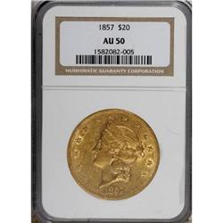 1857 $20 AU50 NGC